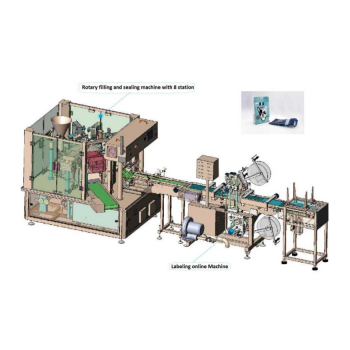 Tube filling and sealing packaging system with labeling